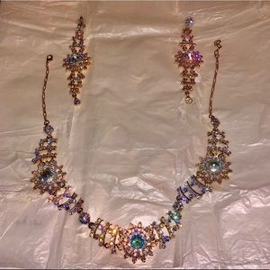 Statement necklace and drop earrings from India.